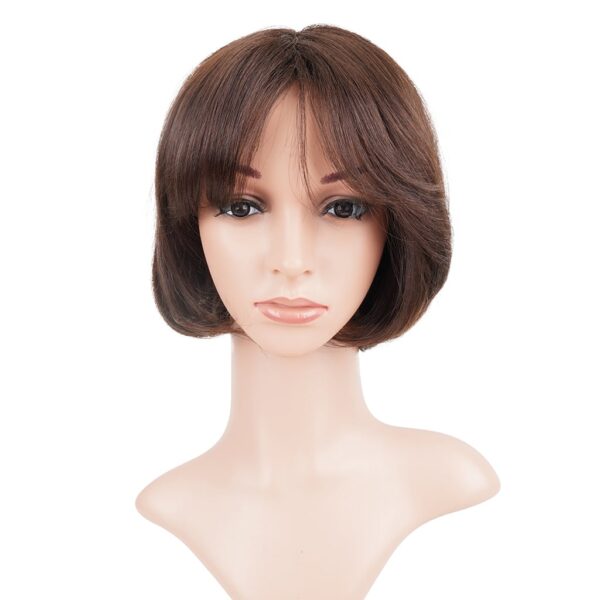 Machine-Made Brown Bob Wig With Bang Virgin Hair